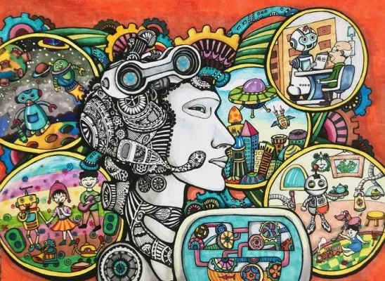 关于人工智能的画 用绘画的方式表现人工智能的未来