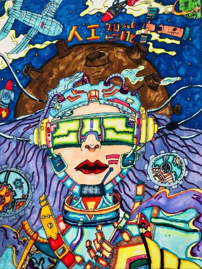 人工智能科幻画 描绘未来科技与人类的交互